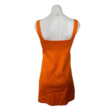 Zara Women's Orange Knit Sleeveless Square Neck Mini A-Line Tank Dress Size S