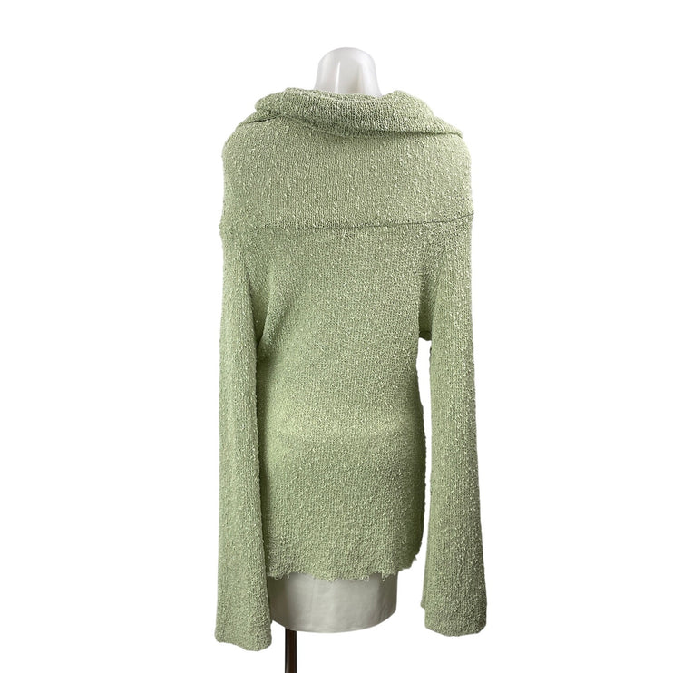 Meshki Women's Olive Green Long Sleeves Knit Draped Cowl Neck Sweater Top Sz XXL