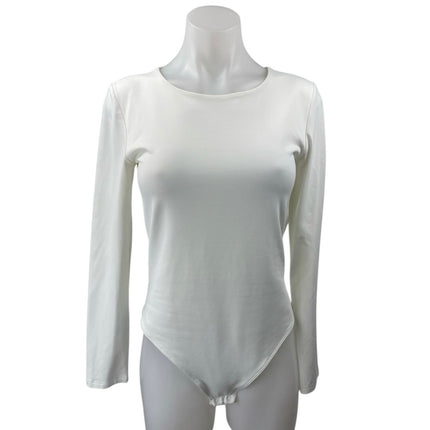 Aritzia Babaton Contour Women's White Long Sleeve Tee T-shirt Bodysuit Top Sz L