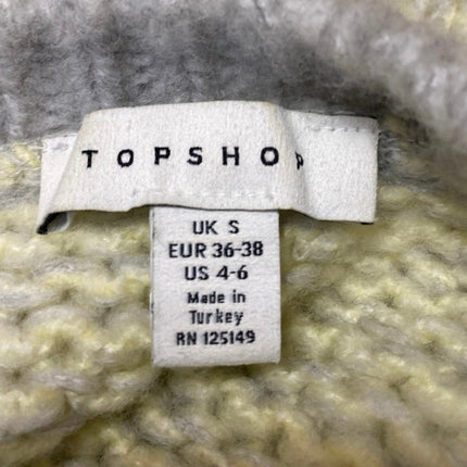 Topshop Twist Deep Yellow Gray Colorblock Long Sleeve Crew Neck Sweater Top 4/6