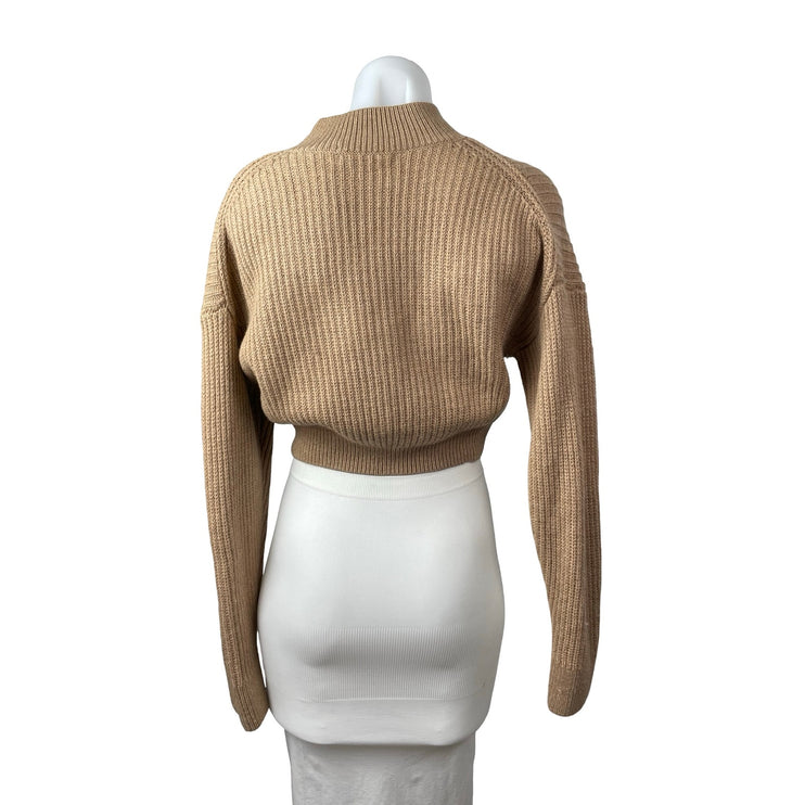 Aritzia Babaton 100% Wool Guell Women's Brown Ribbed Sweatshirt Sweater Top Sz S