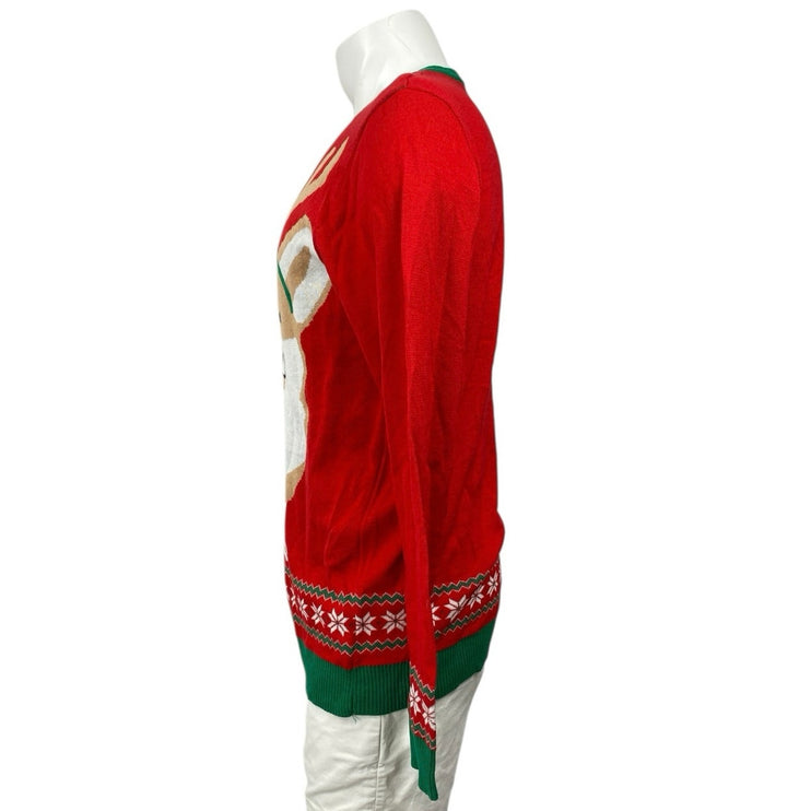 Ugly Christmas Party Men's Red Corgi Fair Isle Long Sleeve Sweater Top Size L