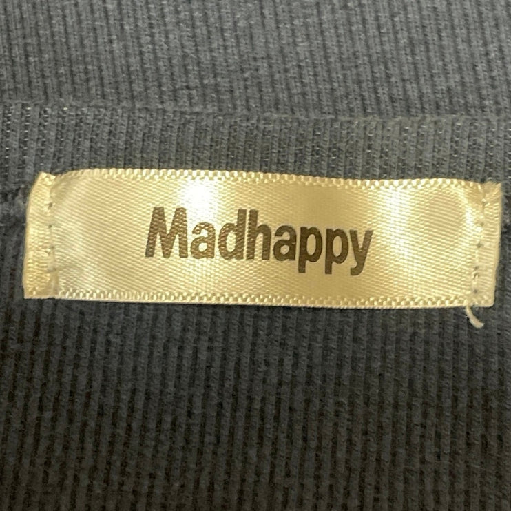 Madhappy Womens Blue Knit Sleeveless Square Neck Racerback Crop Tank Top Size M