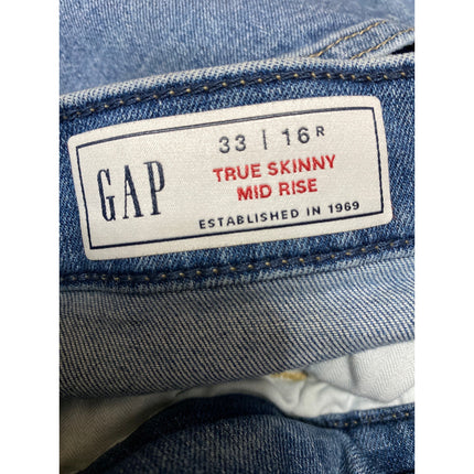 Gap True Skinny Mid Rise Women's Blue Distressed Ankle Denim Jeans Size 33