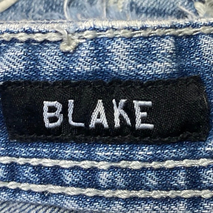 Affliction Buckle Blake Men's Blue Distressed Slim Straight Denim Jeans Size 30L