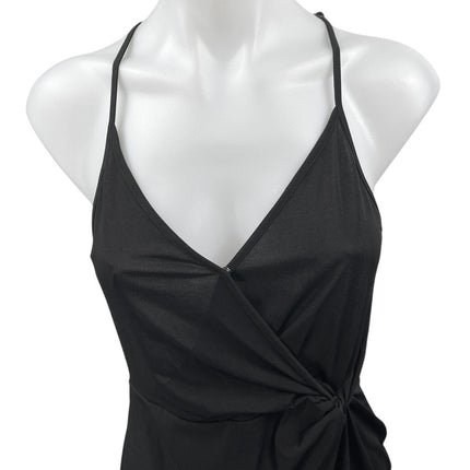 bcbgeneration black dress MOCK NECK SIZE 4 front cutout and keyhole back. BCBGeneration Black Sleeveless V-Neck Faux