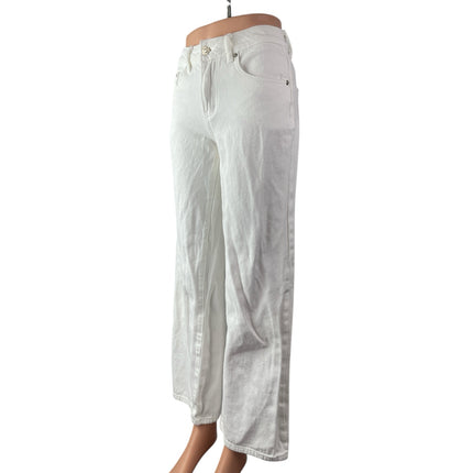 Edikted Women's White Mid Rise Wide Leg Baggy Trousers Denim Jeans Size XS