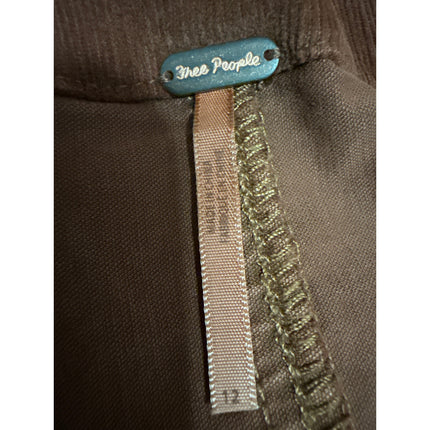 Free People Brown Corduroy High Waist Slit Zipper Mini A-Line Skirt Size 12