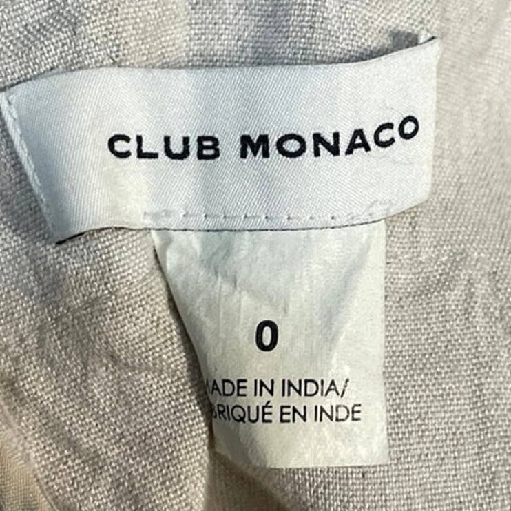 Club Monaco Women's Beige Linen Sleeveless Button Midi Tank Flare A-Line Dress 0