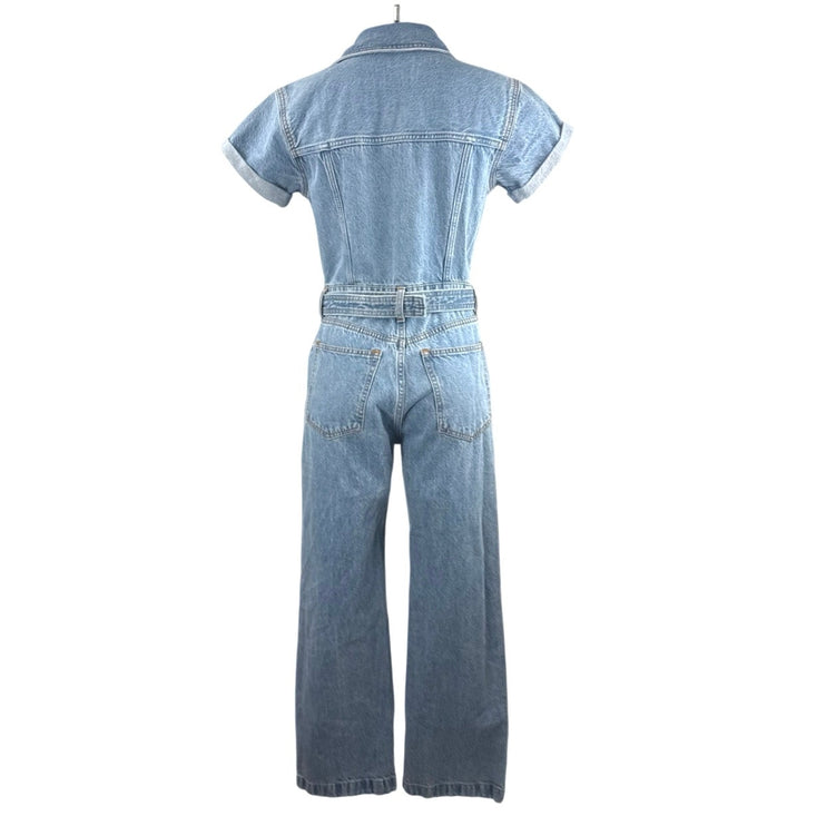 Abercrombie & Fitch Blue Collared Short Sleeve Denim Coverall Romper Jumpsuit XS