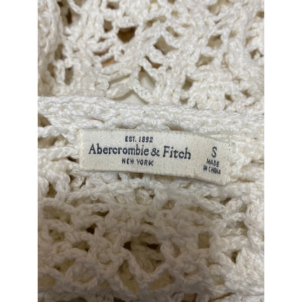 Abercrombie & Fitch Women's Cream Crochet Knit Short Sleeve Crop Sweater Top S