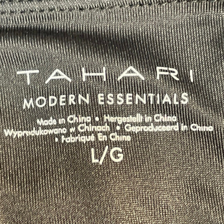 Tahari Women's Black Round Neck Basic Knit Long Sleeve T Shirt Tee Top Size L