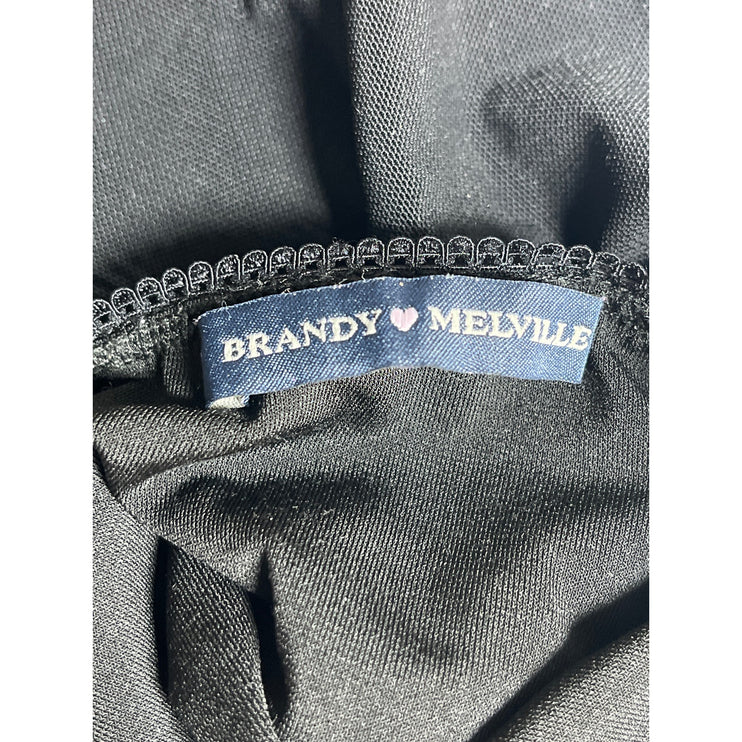 Brandy Melville Women's Black Elastic Waist Sheer Mini A-LineSlip Skirt Size S/M