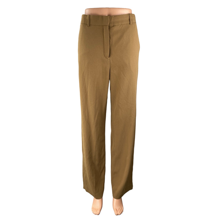 Aritzia Babaton Women's Tan High Waisted Wide Leg Straight Trousers Pants Size 4