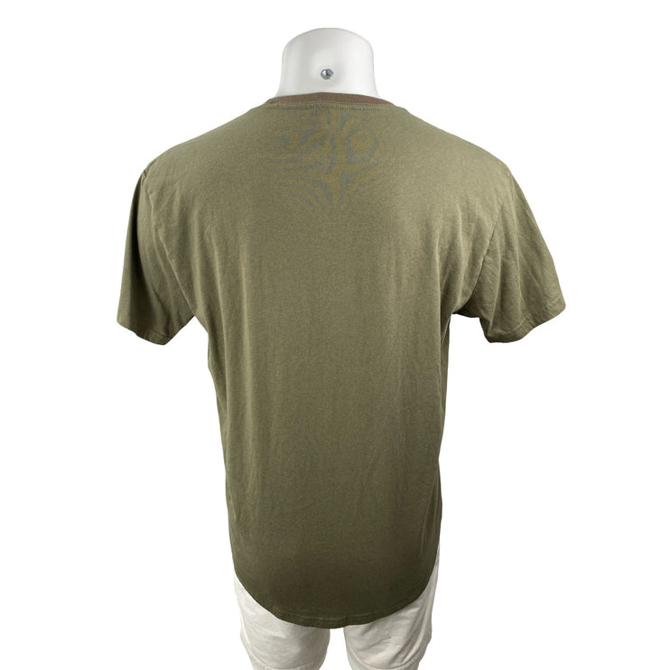 True Classic Mens Army Green Crew Neck Basic Short Sleeve T Shirt Tee Top Size L