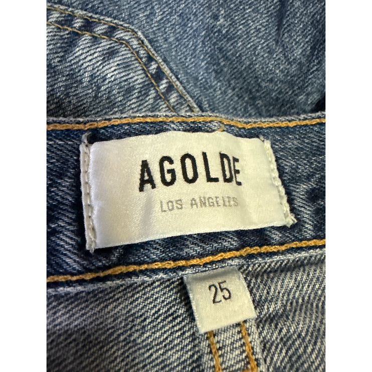 Agolde Riley Women's Blue High Waisted Straight Leg Cropped Denim Jeans Size 25