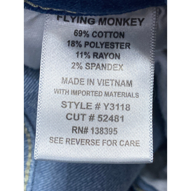 Flying Monkey Women's Blue Distressed Raw Hem Crop Straight Denim Jeans Size 26
