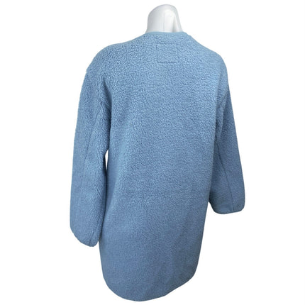 Aritzia Wilfred Free Blue Faux Sherpa Long Sleeve Snap Longline Jacket Size XS