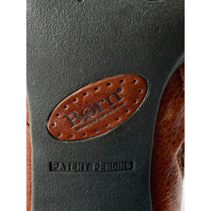 BORN Nuri Women's Brown Leather Harness Round Toe Heeled Ankle Boots Size 9