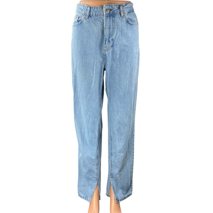 NA-KD Reborn Womens Blue Light Wash Split High Rise Wide Leg Denim Jeans Size 36