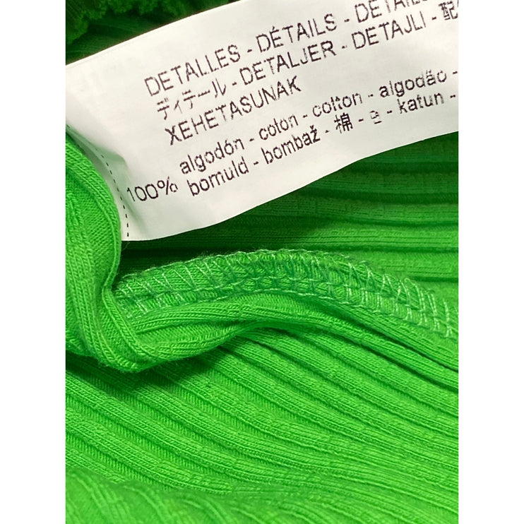 Zara Women's Green Ribbed Knit Sleeveless Open Back Crewneck Tie Tank Top Size L