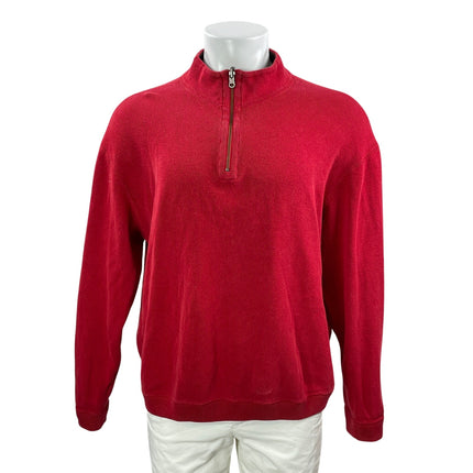 CREMIEUX Men's Red Long Sleeves Ribbed Knit 1/4 Zip Mock Neck Pullover Sweater L