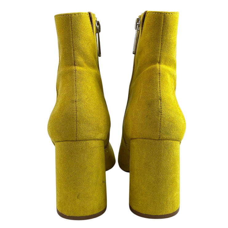 Charles by Charles David Yellow Faux Suede Pointed Toe Heel Ankle Boots Size 7