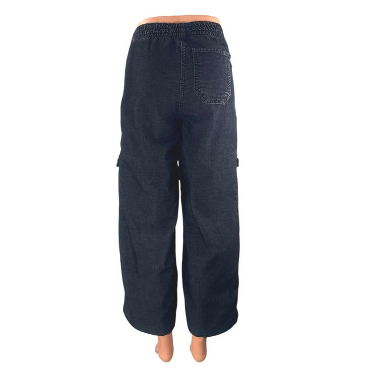 Topshop Women's Black High Rise Wide Leg Baggy Cargo Y2k Denim Jeans Size 0