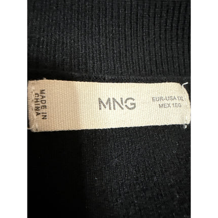 MNG Mango Women's Black Mock Neck Long Sleeve Knit Tunic Sweater Top Size XL