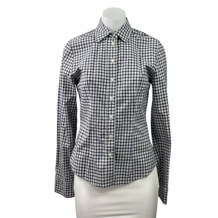 Brandy Melville Black Plaid Checkered Long sleeve Button Down Shirt Top Size M