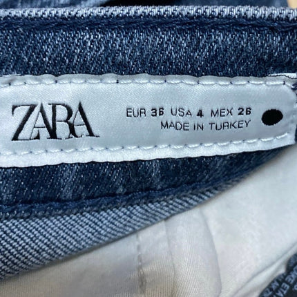 Zara Women's Blue High Waisted Medium Wash Straight Leg Denim Jeans Size 4