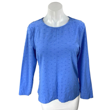 Talbots Women's Blue Swiss Textured Dot Crewneck Long Sleeve Tee T shirt Top M