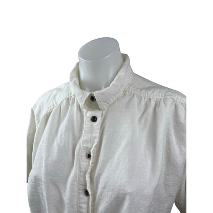 Urban Outfitters BDG Women's White Linen Short Sleeve Cropped Shirt Top Size M