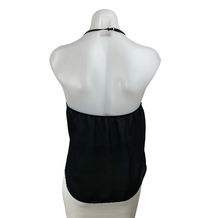 Eight Sixty Black Halter V Neck Sleeveless Open Back Backless Blouse Top Size XS