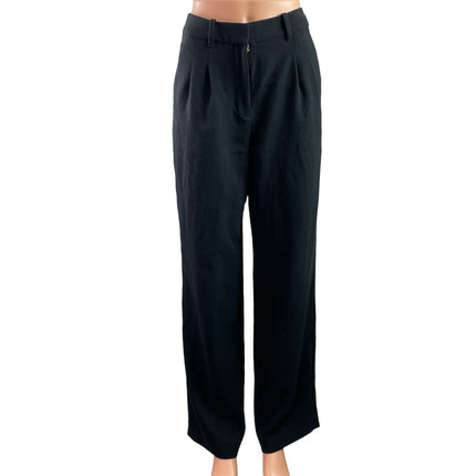 Aritzia Wilfred The Effortless Black Pleated Wide Leg Trosuers Dress Pants Sz 2