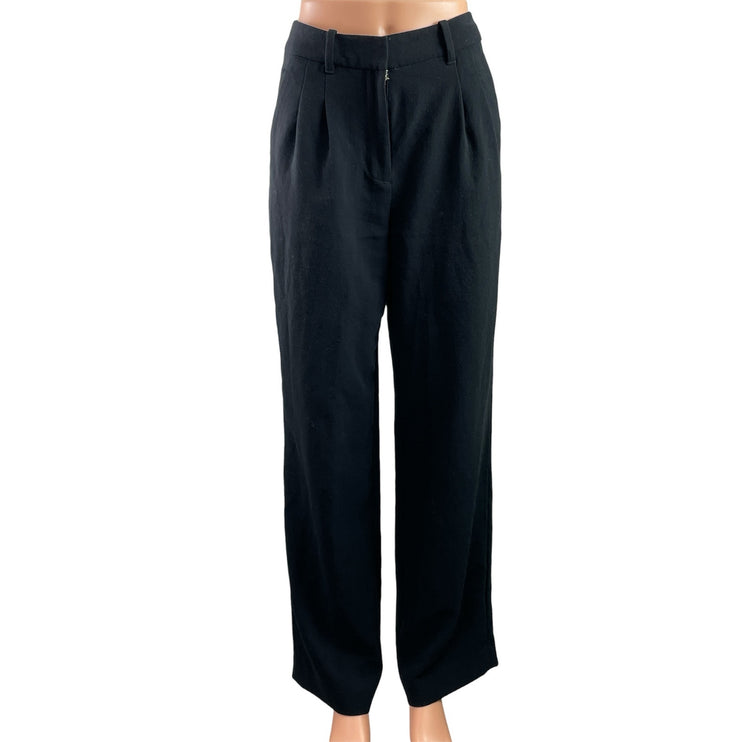 Aritzia Wilfred The Effortless Black Pleated Wide Leg Trosuers Dress Pants Sz 2