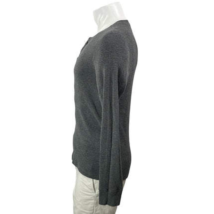 J. Crew Mens Heather Gray Long Sleeves Waffle Knit Henley Pullover Sweater Top M