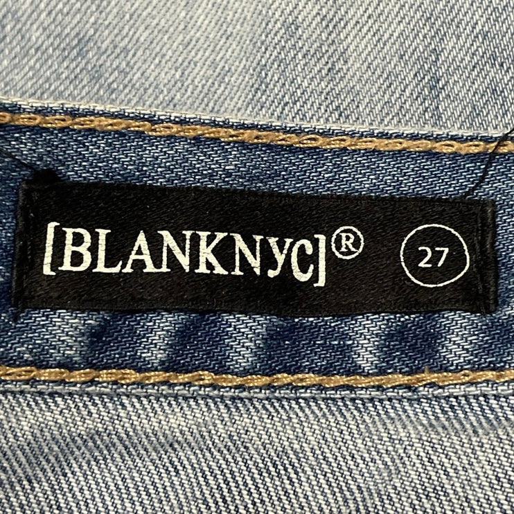 BLANKNYC Womens Blue Mid Rise Distressed Frayed Raw Hem Mini Denim Jean Skirt 27
