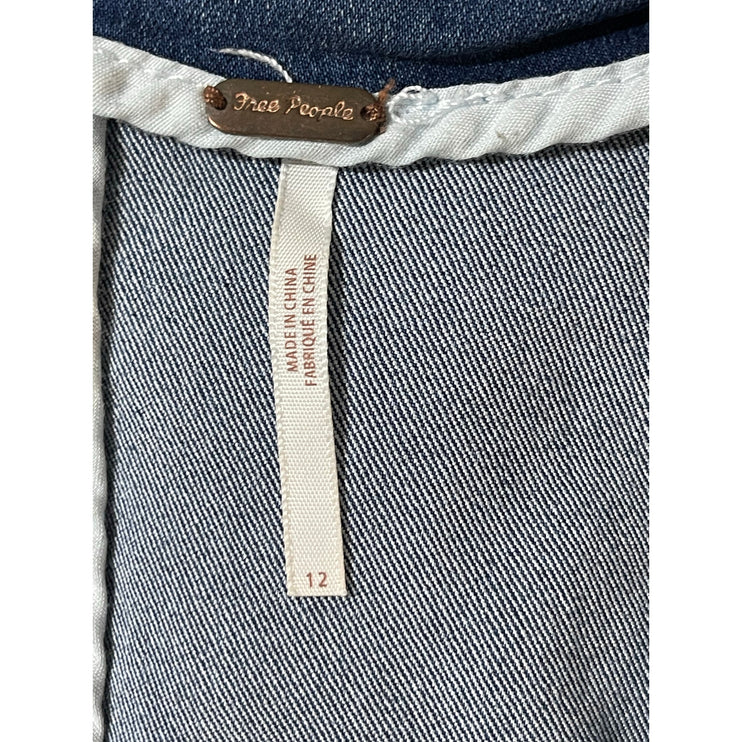 Free People Women's Blue Denim Back Zip Mini Pencil A-Line Jeans Skirt Size 12