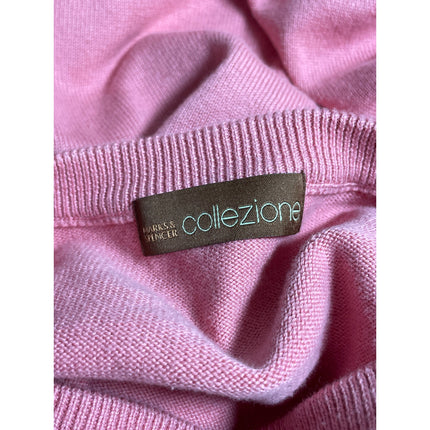 Marks & Spencer Collezione Men's Pink Silk V Neck Long Sleeve Sweater Top Sz XL