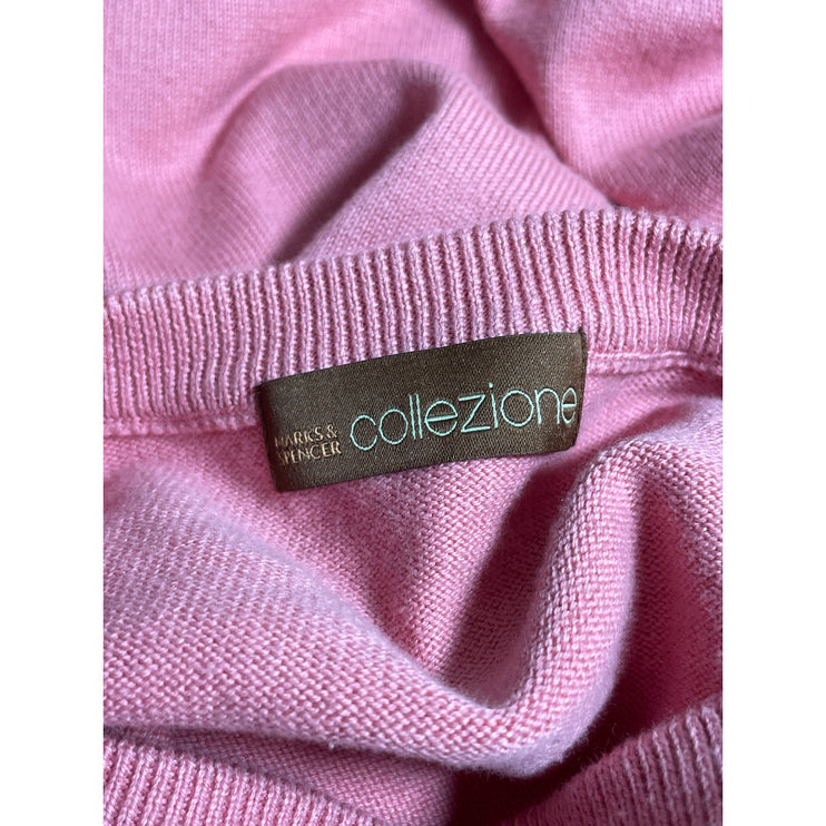 Marks & Spencer Collezione Men's Pink Silk V Neck Long Sleeve Sweater Top Sz XL