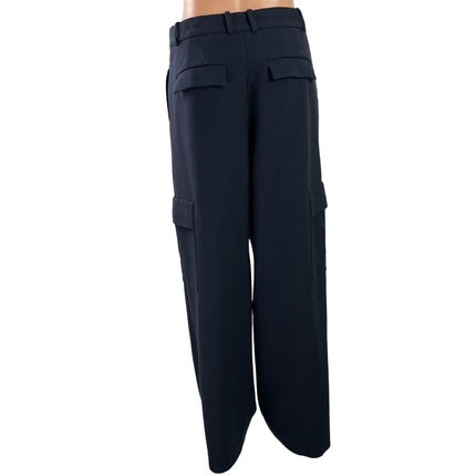 Aritzia Babaton Women's Navy Blue Pleated High Rise Wide Leg Cargo Pants Size 6