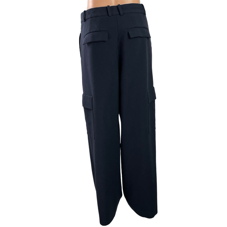 Aritzia Babaton Women's Navy Blue Pleated High Rise Wide Leg Cargo Pants Size 6