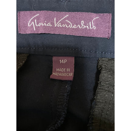 Gloria Vanderbilt Women's Navy Blue High Rise Straight Leg Trousers Pants Sz 14