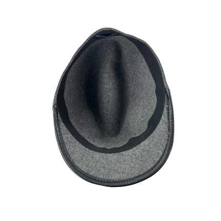 NEW Zara Man Gray Wool Leather Trimmed Structured Crown Bucket Felt Cap Hat Sz L