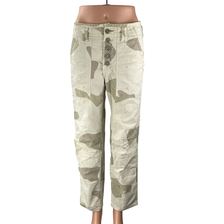Anthropologie The Wanderer Beige Khaki Army Military Straight Trousers Pants 27