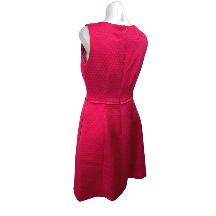 Arthur S. Levine Tahari Pink Red Sleeveless Pleated Zip Mini A-Line Dress Size 8