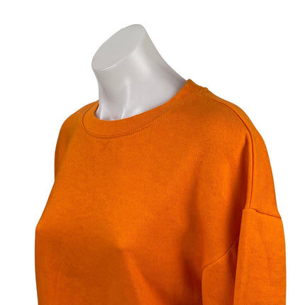 Zara Women's Coral Crew Neck Long Sleeve Knit Boxy Sweater Sweatshirt Top Size S