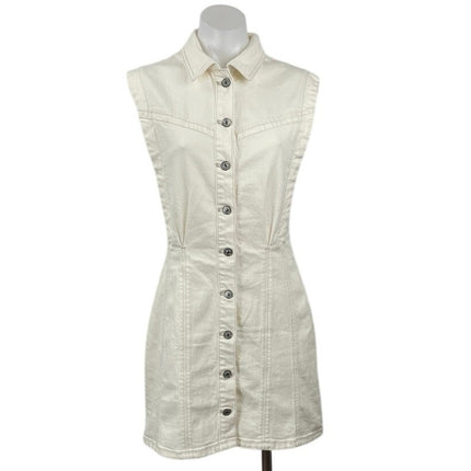 NEW Abercrombie & Fitch Cream Sleeveless Mini Tank A-Line Sheath Shirt Dress S