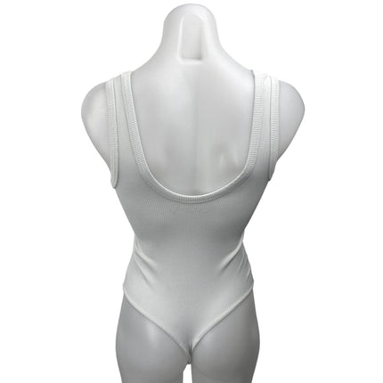 Abercrombie & Fitch White Rib Knit Sleeveless Sweater Bodysuit Tank Top Size XS